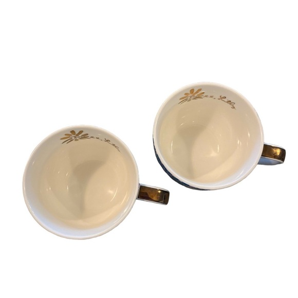 Lily Pulitzer blue , green and gold floral tea / coffee mug set - Picture 7 of 12